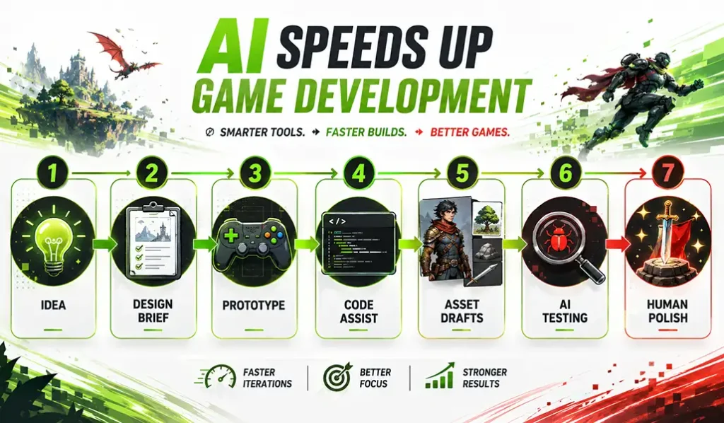 How AI Is Speeding Up Game Development -- AI game development pipeline for coding assets testing and prototyping