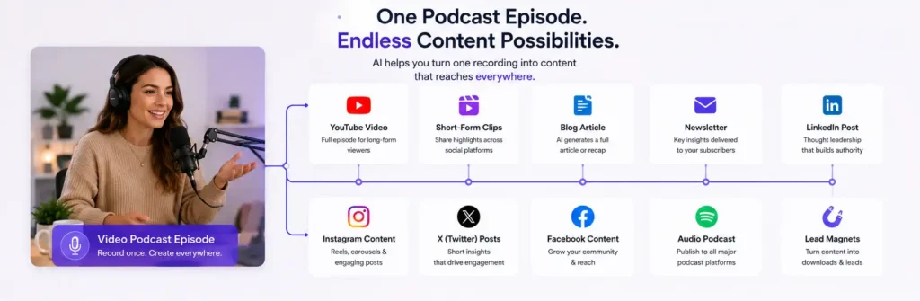 AI Video Podcasts enabling content repurposing across multiple platforms