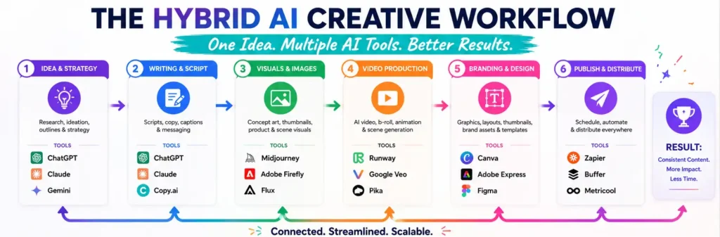 Hybrid AI creative workflows for content production