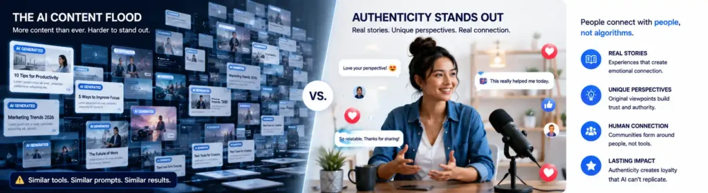 Authenticity in AI Content standing out in a crowded content landscape