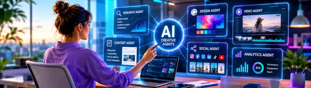 AI Creative Agents coordinating content creation workflows