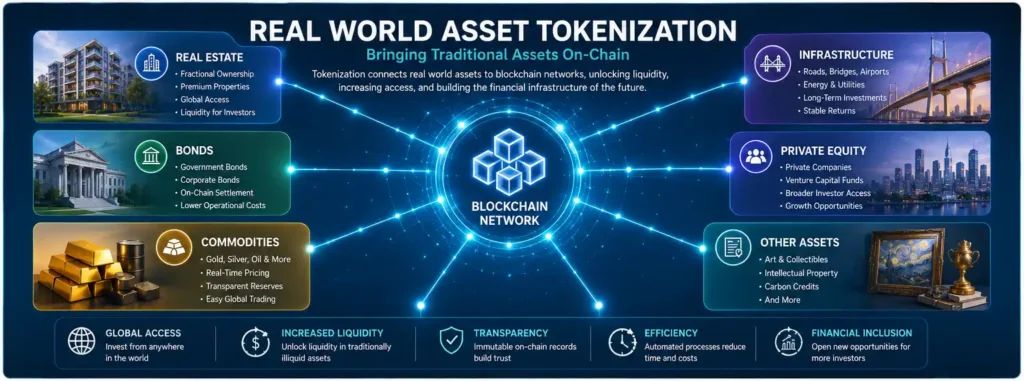 Real world asset tokenization connecting traditional financial assets to blockchain networks